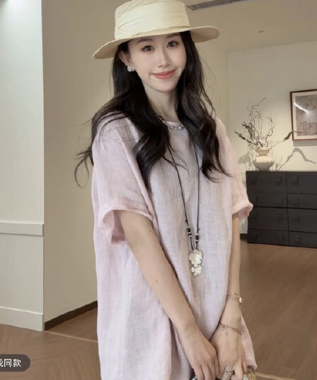 바람 수면 초기 일어나세요. 아마 품격 부드러운 익스트림 제인 느긋한 바람 다용도 슬림해 보이는 반팔 맨위 여성