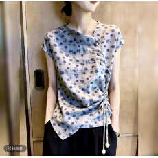 批发2026夏季新款法式碎花短袖上衣女绑带收腰显瘦气质<b class='q'>通勤</b>风别致