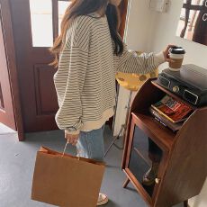 批发条纹卫衣女2026年春季新款韩版减龄百搭宽松套头长袖上衣时尚潮流