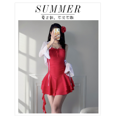 批发재고있음连体保守显瘦韩版ins风少女防晒超仙罩衫温泉度假泳装
