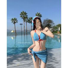 批发재고있음比基尼三件套新款2025美式辣妹多巴胺温泉度假新款泳装