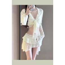 批发재고있음比基尼四件套韩版ins仙女范少女小胸聚拢温泉度假泳装