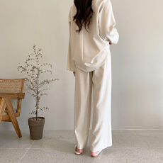 批发韩国chic秋季简约<b class='q'>气质</b>宽松百搭长袖卫衣+松紧腰系带休闲裤长裤女