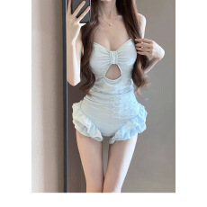 批发长袖罩衫连体泳衣女高级感2025新款小胸聚拢遮肚显瘦性感纯欲温泉