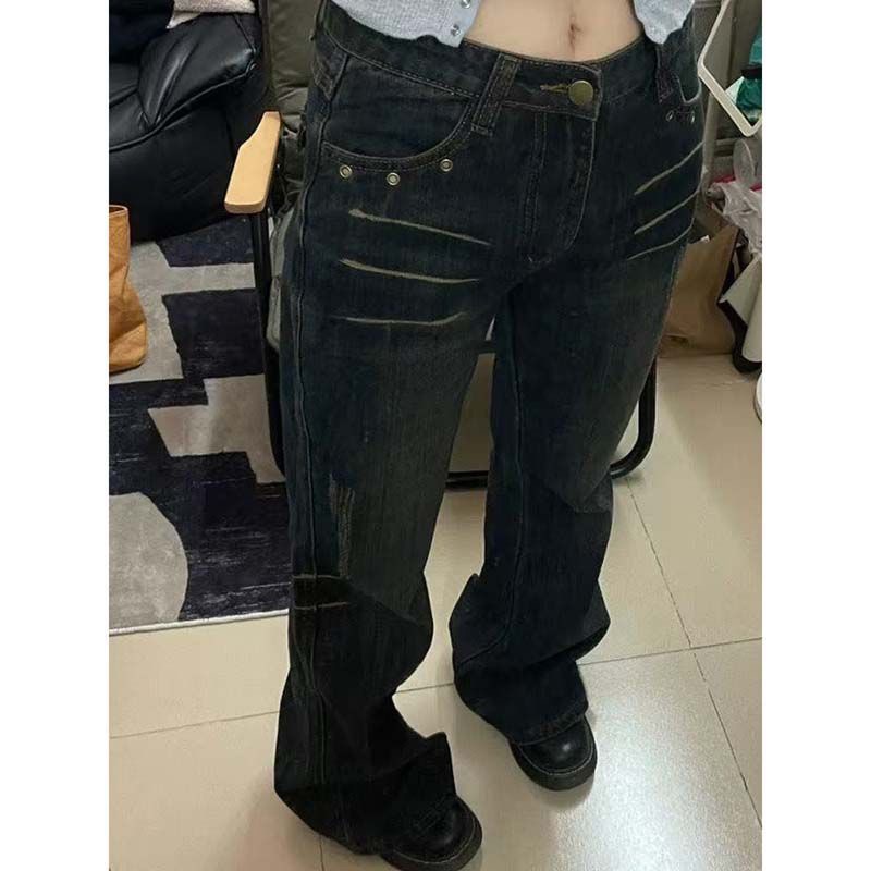 있음 선적 다용도 출퇴근 웃음 하 트렌디 하이 웨이스트 청바지 여성 봄 가을 새로운 슬림해 보이는 패션 바닥 청소