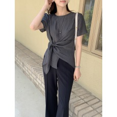 批发已出货  韩国chic 韩版系带<b class='q'>不规则</b>套头衬衫