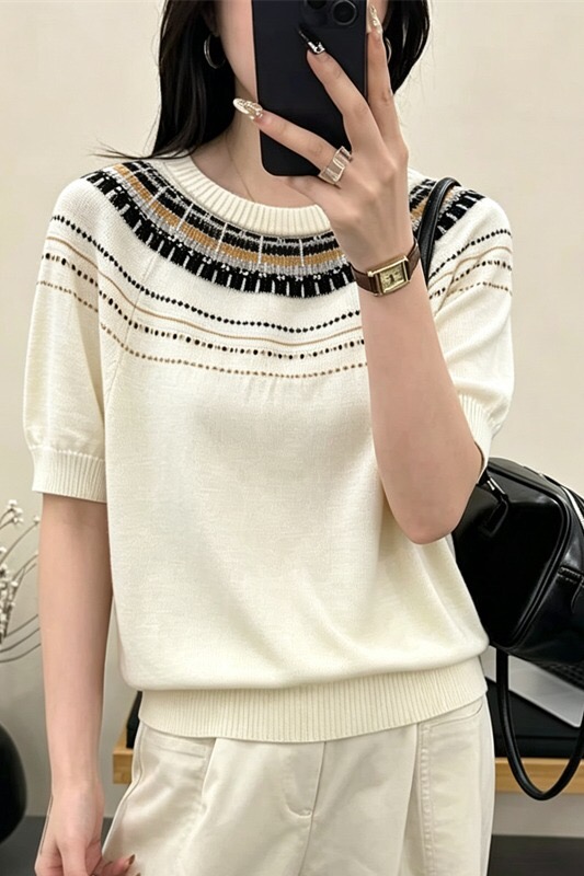 있음 선적 한국 chic 자카드 니트 여름 착용 가져 가라. 느슨함 센스 루즈핏 자이언트 잘 생긴 반팔
