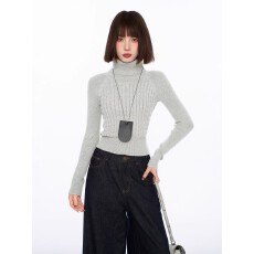 批发灰色高领<b class='q'>针织</b>毛衣内搭<b class='q'>打底衫</b>女秋冬季加厚短款修身紧身羊毛衫上衣