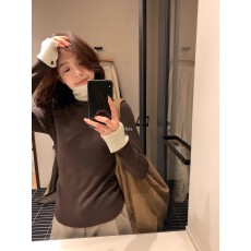 批发十三行2025冬季新款百搭撞色高领假两件<b class='q'>针织</b>衫女长袖<b class='q'>打底衫</b>上衣