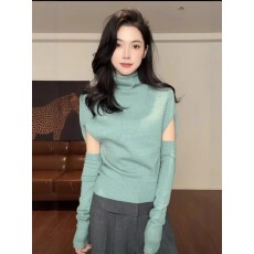 批发<b class='q'>韩版</b>时尚高领蝙蝠袖针织衫女款2025新款秋冬毛衣打底衫收腰上衣潮