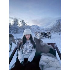 批发早安樊樊「圣诞小麋鹿」25N重工费尔岛针织开衫外套+套头毛衣内搭