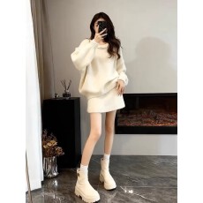 批发白色针织毛衣连衣裙子女春季2026新款穿搭两件套装内搭打底短裙