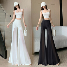 批发冰丝微喇叭裤女夏季薄款高腰垂坠感飘逸<b class='q'>雪纺</b>阔腿裙裤宽松舞蹈甩裤