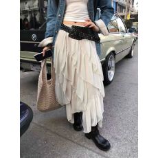 批发粒U2026年春季新款不规则裙摆显瘦高腰中长裙蛋糕裙女韩系<b class='q'>半身裙</b>