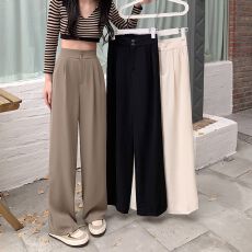 批发【现货，原版做法】新款高腰垂感西装裤女<b class='q'>春</b>秋两粒扣高级感休闲裤