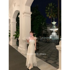 批发落日长裙蕾丝法式<b class='q'>荷叶边</b>A字收腰显瘦<b class='q'>连衣裙</b>