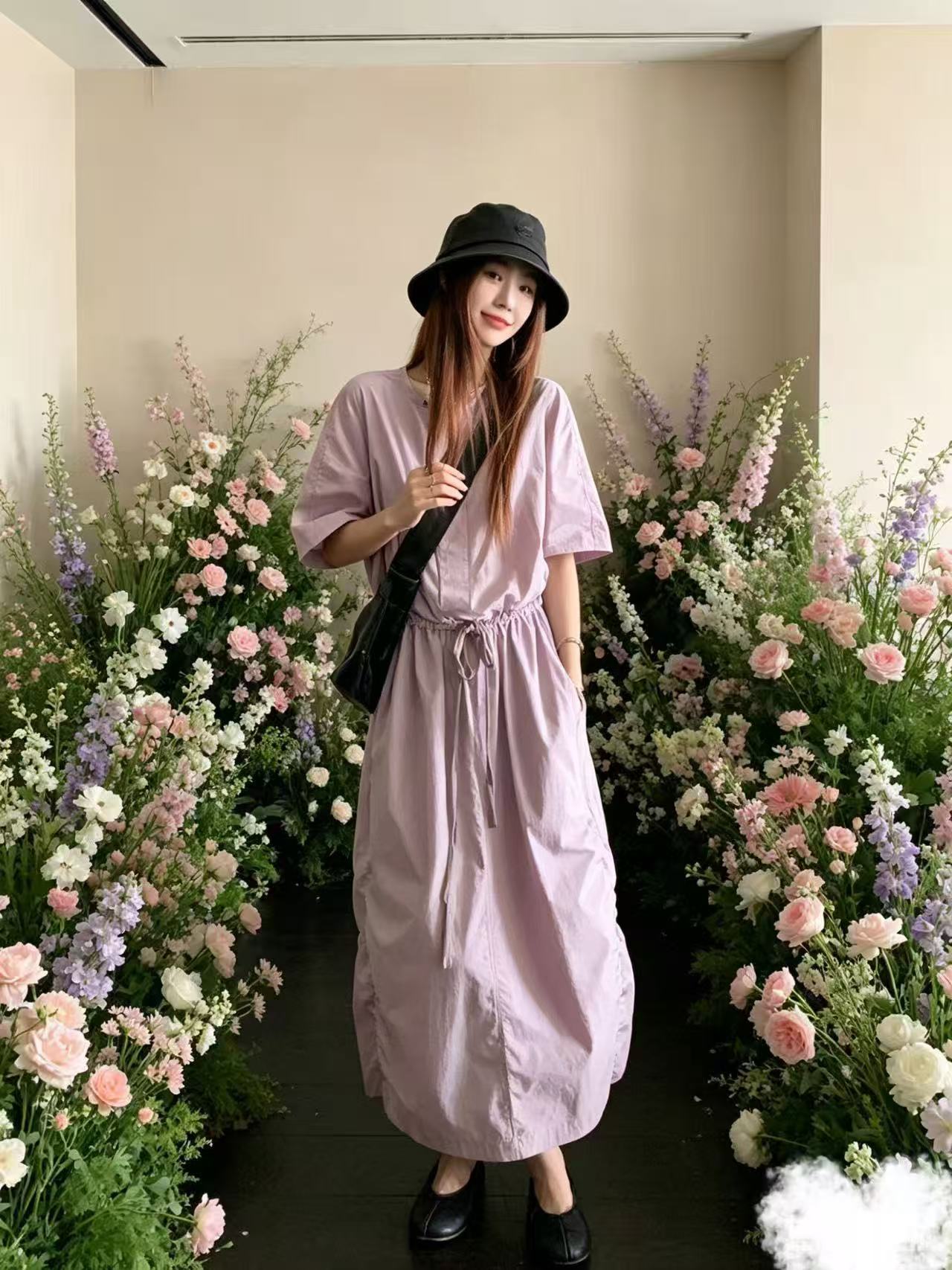 lem 바람 익스트림 제인 배색 밴딩 펌프 로프 낙하산 병 꽃밭 드레스