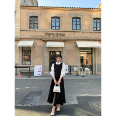 批发法式温柔<b class='q'>娃娃领</b>泡泡袖收腰大摆双排扣连衣裙 显瘦气质通勤
