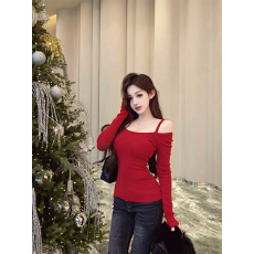 批发实拍 里约艺术 圣诞跨年坑条吊带<b class='q'>针织衫</b>上衣