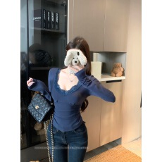 批发实拍 莎莉花园 蕾丝V领露背薄绒长袖秋冬T恤<b class='q'>女</b>打底衫