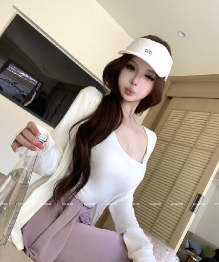 실사 빛 산소 일상 센스 주간 실크 코튼 v 오픈 가디건 여성 u 칼라 좋은 슬립 느긋한 센스 맨위 모래 워시 가면 바지