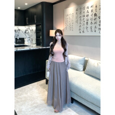 批发实拍 清冷氛围感<b class='q'>休闲</b>防晒开衫吊带背心女大裙摆半身裙套装