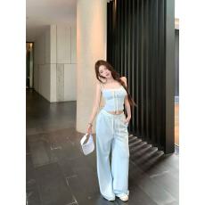 实拍 2026新款纯欲辣妹抹胸吊带上衣裤子两件套