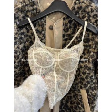 批发纯欲风性感吊带背心女马甲线蕾丝美背内衣轻奢磨毛打底上衣