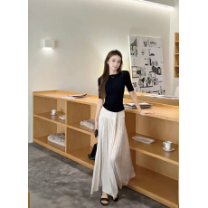 批发樱岛之恋优雅系中袖上衣＋压褶飘飘裙半裙<b class='q'>套装</b>