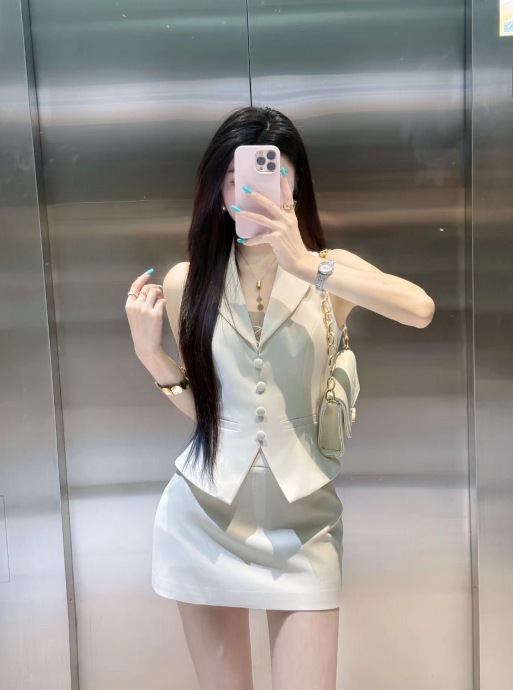 패션 품격 출퇴근 바람 허리 수축 슬림해 보이는 베스트 재킷 하이웨이스트 쇼트 스타일 타이트 스커트 여성 여름 새로운 투피스 세트