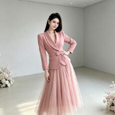 批发广州质量法式温柔风西装纱裙气质裙套装2件套ol风套装<b class='q'>秋</b>季