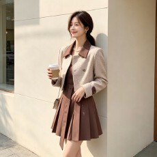 批发广州质量法式温柔风西装纱裙气质裙套装2件套ol风套装<b class='q'>秋</b>季