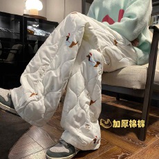 批发腊肠狗印花葫芦纹棉裤男外穿过冬保暖穿搭哈尔滨防寒加棉滑雪裤子