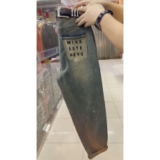 批发2025秋季新款大码<b class='q'>哈伦</b><b class='q'>牛仔</b>裤子女梨形身材胖mm高腰显瘦刺绣老爹裤