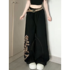 批发美式<b class='q'>街头</b>辣妹重磅小众多口袋工装牛仔裤子女夏季设计感宽松微喇裤