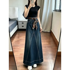 批发美式遮胯显瘦复古风高腰A字牛仔半身裙2026秋季款休闲松弛感长裙
