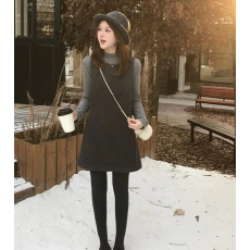 批发2025【冬日风度】小个子冬季新款时尚洋气百搭<b class='q'>无袖</b>短款连衣裙