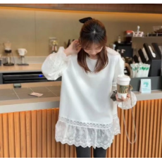 批发2026春季新款设计感拼接蕾丝花边百搭<b class='q'>中长款</b><b class='q'>T</b><b class='q'>恤</b>
