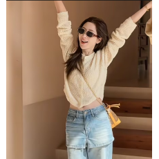 批发2026【豆豆纱】春夏新款韩系时尚百搭设计感<b class='q'>针织</b>上衣