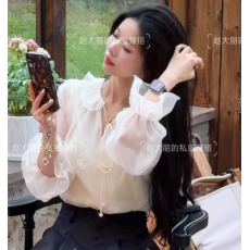 批发2026 立体花朵精致系带<b class='q'>蝴蝶结</b><b class='q'>衬衫</b>上衣