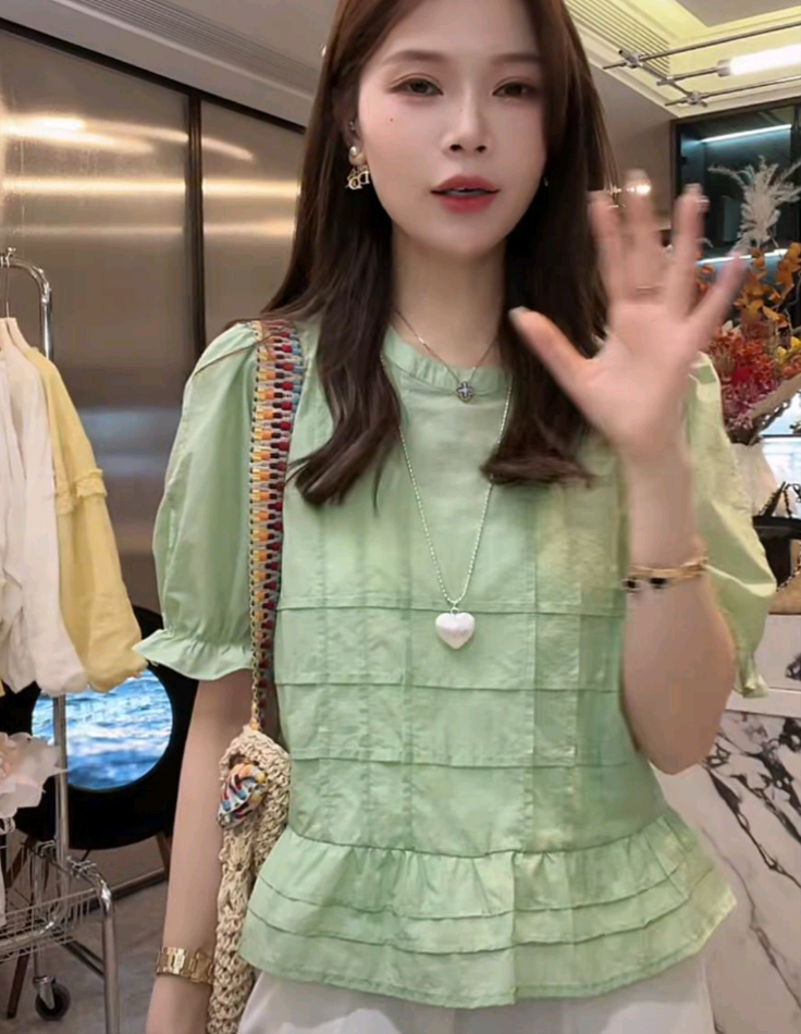 2026 일출 고백 여름 얇은 스타일 거품 소매 여성 셔츠 외국 가스 연령 감소 프랑스식 작은 대중 셔츠
