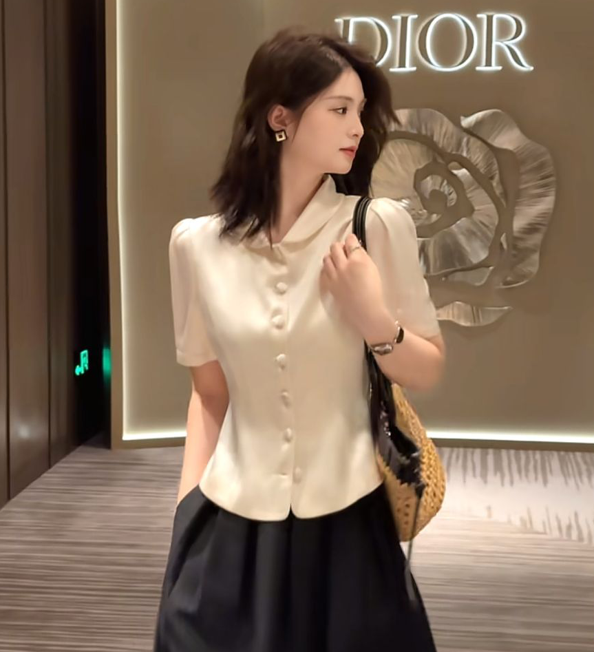 2026 아세트산 여름 새로운 프랑스식 고급 레트로 반팔 맨위