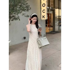 批发暮色贵气女主 <b class='q'>蕾丝</b>拼接无袖<b class='q'>连衣裙</b>女气质收腰A字长裙夏季新款