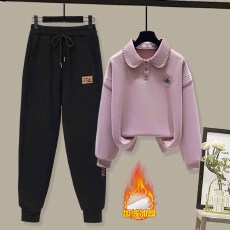 批发时尚套<b class='q'>装</b>#减龄撞色假两件上衣搭配<b class='q'>韩版</b>卫<b class='q'>裤</b>宽松运动休闲九分<b class='q'>裤</b>