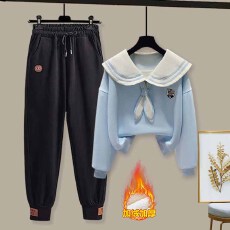 批发时尚套装#瘦海军领刺绣上衣搭配运动裤束脚裤哈伦卫裤休闲<b class='q'>九分裤</b>