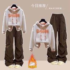 批发时尚套<b class='q'>装</b>#冬季小众<b class='q'>韩版</b>宽松加绒卫衣搭配加厚加绒美式复古工<b class='q'>装</b><b class='q'>裤</b>