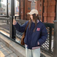 批发2025年提花<b class='q'>夹克</b>男女美式冬季复古新款设计棒球拼接宽松现货款