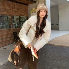 批发美式复古毛领翻领加厚棉<b class='q'>服</b>外套女冬季时尚气质短款棉袄现货款棉<b class='q'>服</b>