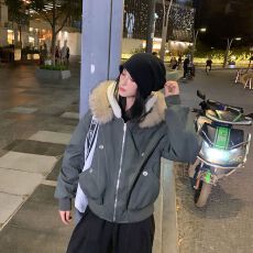 批发2025冬季新款派克服短款羽绒棉服<b class='q'>女</b>仿兔毛大毛领棉衣外套现货款