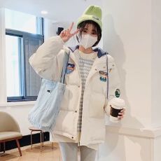 假两件棉衣女款冬季羽绒服外套宽松潮流情侣装棉服棉袄现货款棉服